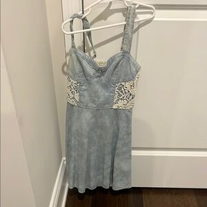 Abercrombie & Fitch Blue Chemise with Lace Trim